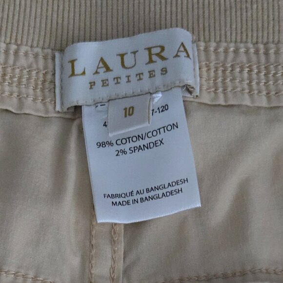 New Laura Roll Tab Cuff Crop Cargo Pants Size 10 Beige - Picture 4 of 4